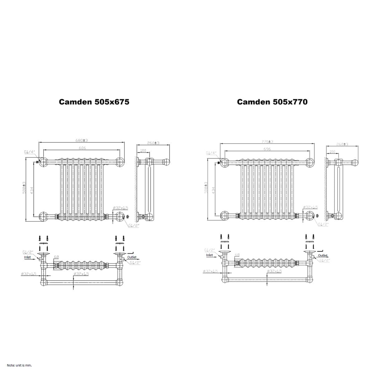 Reina Rads Reina Camden Central Heating Traditional Towel Radiator – Totally Rads
