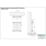 Eastbrook Column Radiator Eastbrook Rivassa Vertical 3 Column Radiator - 600 x 563mm - Matt Anthracite