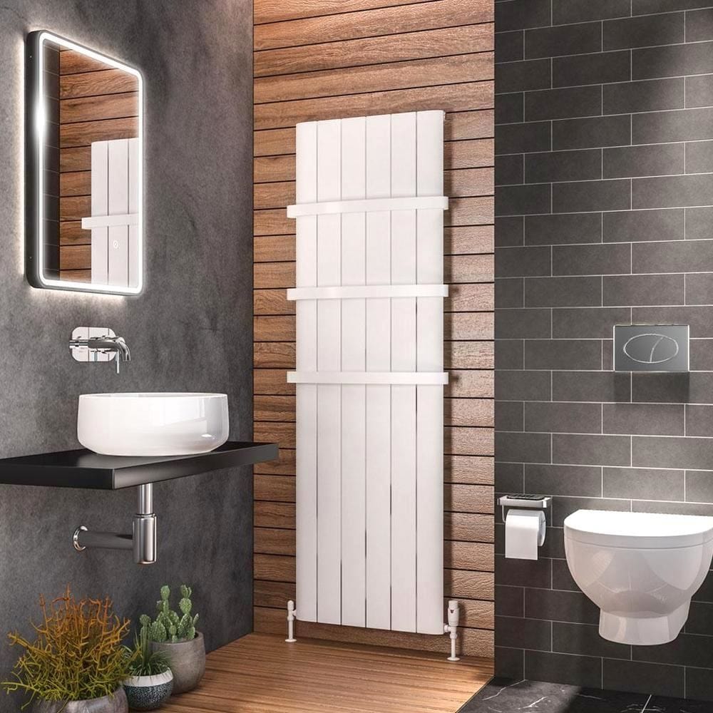 Eastbrook Panel Radiator Eastbrook Peretti Straight Vertical Aluminium Radiator in Matt White 1800 x 565 / Dual Fuel