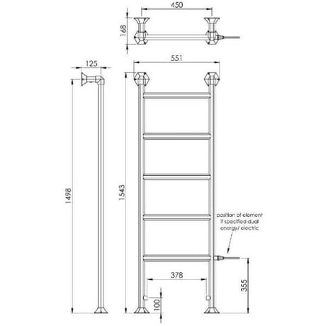 Vogue Traditional Towel Rail Vogue Art Moderne Straight Floor Mounted Traditional Towel Radiator in Chrome