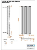 Eastbrook Designer Towel Radiator Eastbrook Tunstall Straight Vertical Designer Radiator in Matt Black