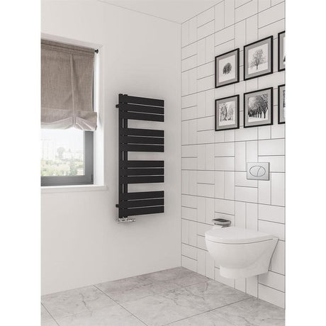 Eastbrook Designer Towel Radiator Eastbrook Helmsley Straight Vertical Designer Towel Rail in Matt Black 1150 x 500 / Central Heating