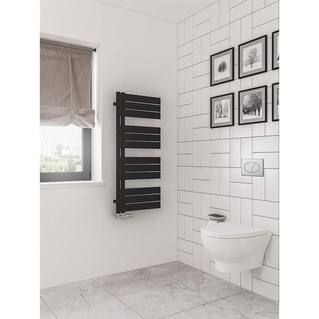 Eastbrook Designer Towel Radiator Eastbrook Helmsley Straight Vertical Designer Towel Rail in Matt Black 1150 x 500 / Central Heating