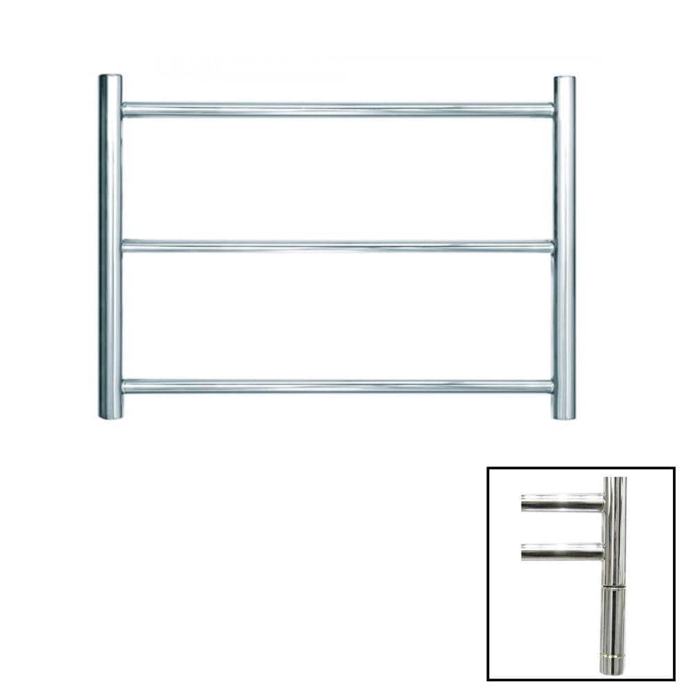 JIS Ladder Rail JIS Sussex Cinder Horizontal Stainless Steel Heated Towel Rail Electric Only with Cylindrical Adjustable Element / Polished Chrome