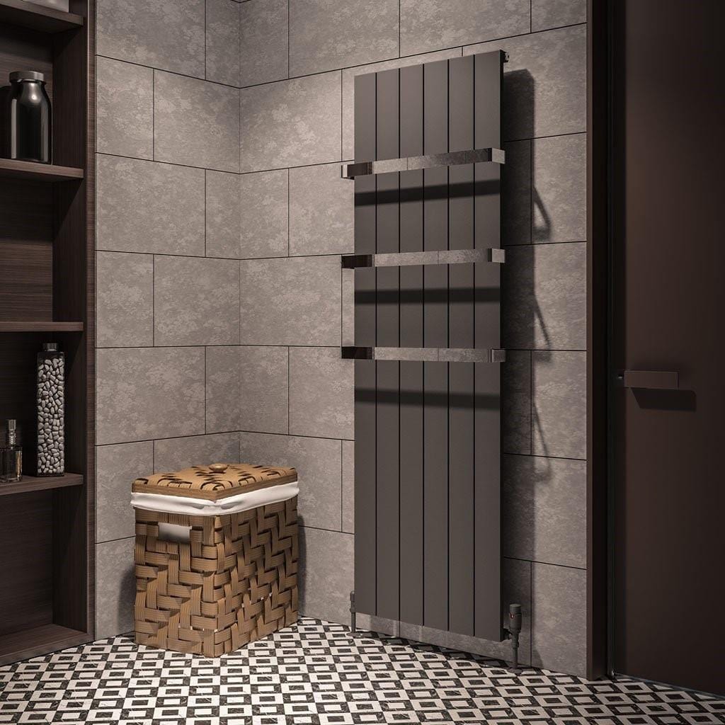 Eastbrook Rosano Straight Vertical Aluminium Radiator in Matt Anthracite