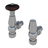 Eastbrook Thermostatic 15mm Angled Radiator Valve with Lockshield Pair - Chrome - 54.0008