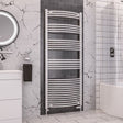 Totally Rads Ladder Rails Eastbrook Wendover Curved Vertical Heated Towel Rail in White 1800 x 750 / Central Heating