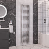 Totally Rads Ladder Rails Eastbrook Wendover Curved Vertical Heated Towel Rail in White 1800 x 400 / Electric Only