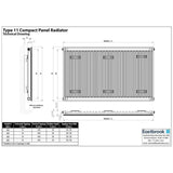 Aquarius Bathrooms Type 11 Aquarius Type 11 Compact Panel Radiator In Gloss White