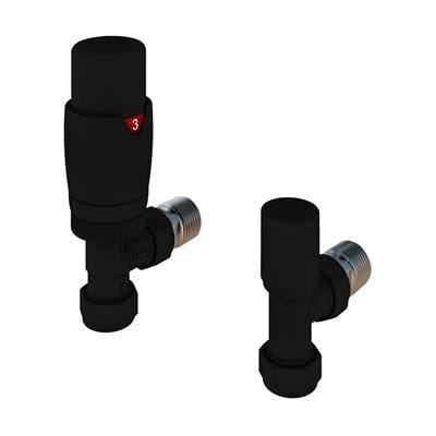 Eastbrook Radiator Valve Eastbrook Darlington Angled Thermostatic Radiator Valve with Lockshield (Pair) Matt Black