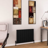 Eastbrook Panel Radiators Eastbrook Charlton Horizontal Designer Radiator in Matt Black 600 x 850 / Central Heating