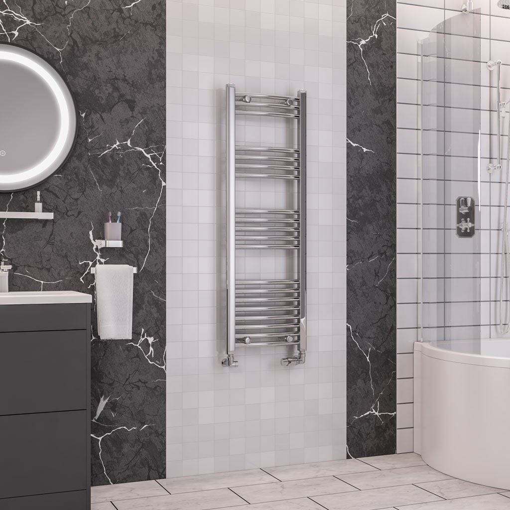 Eastbrook Wendover Curved Vertical Heated Towel Rail in White