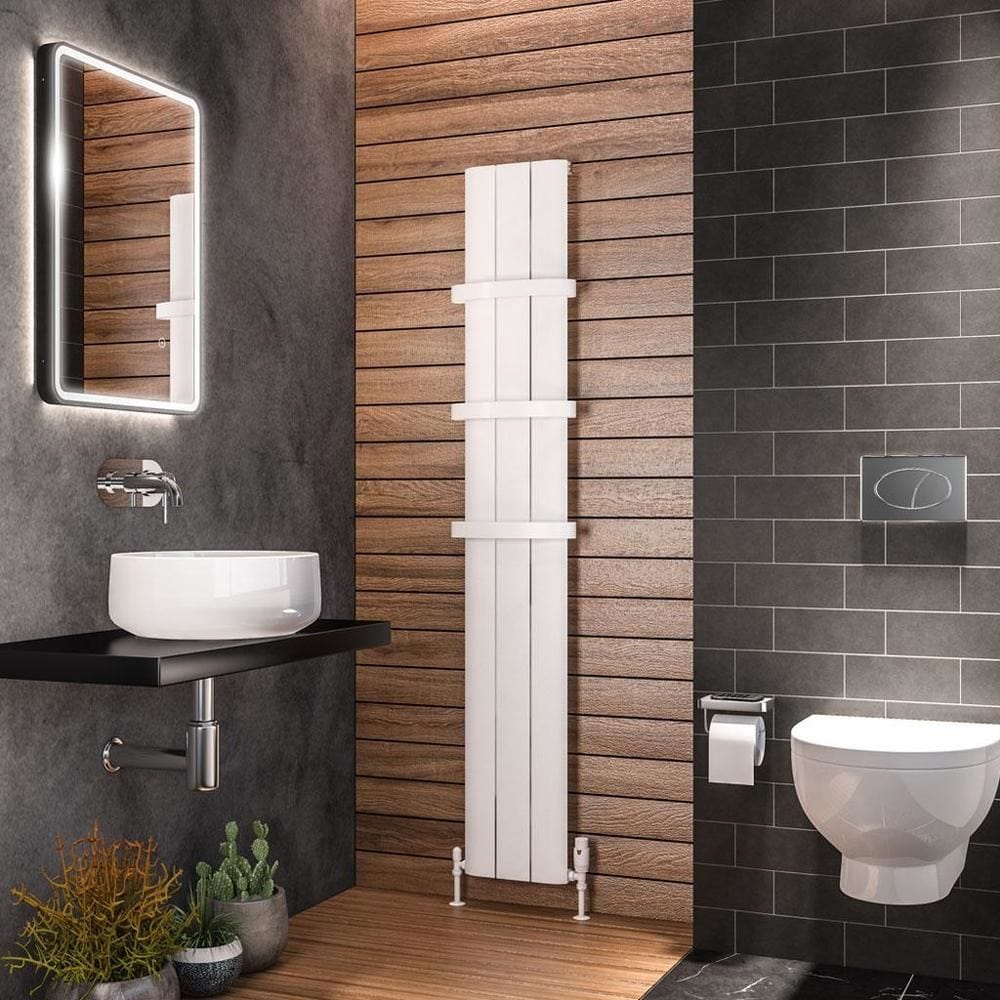 Eastbrook Panel Radiator Eastbrook Peretti Straight Vertical Aluminium Radiator in Matt White 1800 x 280 / Central Heating