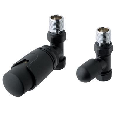 Eastbrook Biava Thermostatic Straight Radiator Valve and Lockshield - Matt Black - 41.3022