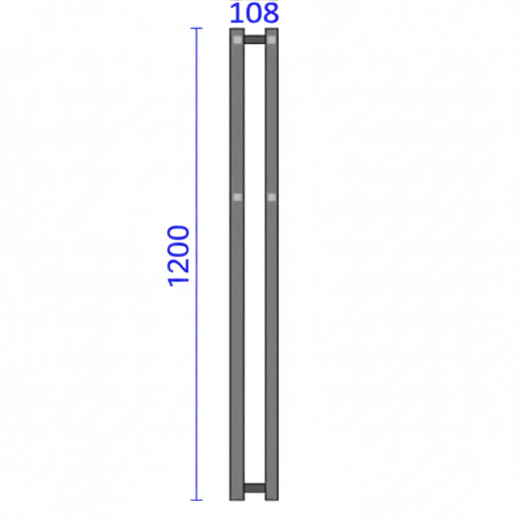 Reina Designer Towel Radiator Reina Todi Heated Vertical Towel Rail with Hooks - 1200 x 108 mm - in Matt Black