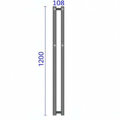 Reina Designer Towel Radiator Reina Todi Heated Vertical Towel Rail with Hooks - 1200 x 108 mm - in Matt Black