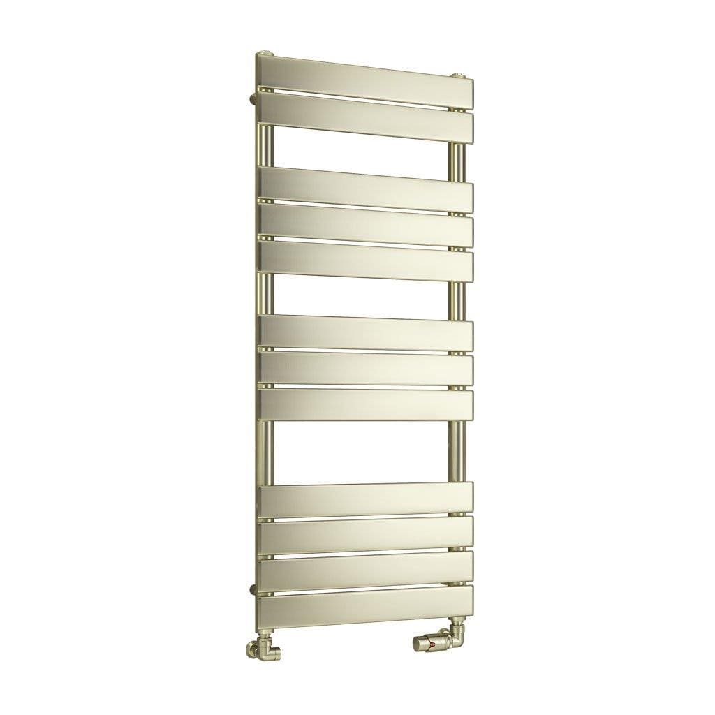 Eastbrook Designer Towel Radiator Eastbrook Staverton Tube On Tube Straight Radiator in Brushed Brass 1200 x 500 / Central Heating