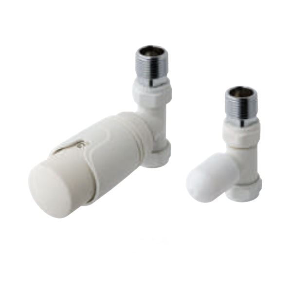 Eastbrook Biava Thermostatic Straight Radiator Valve and Lockshield - Matt White - 41.3020