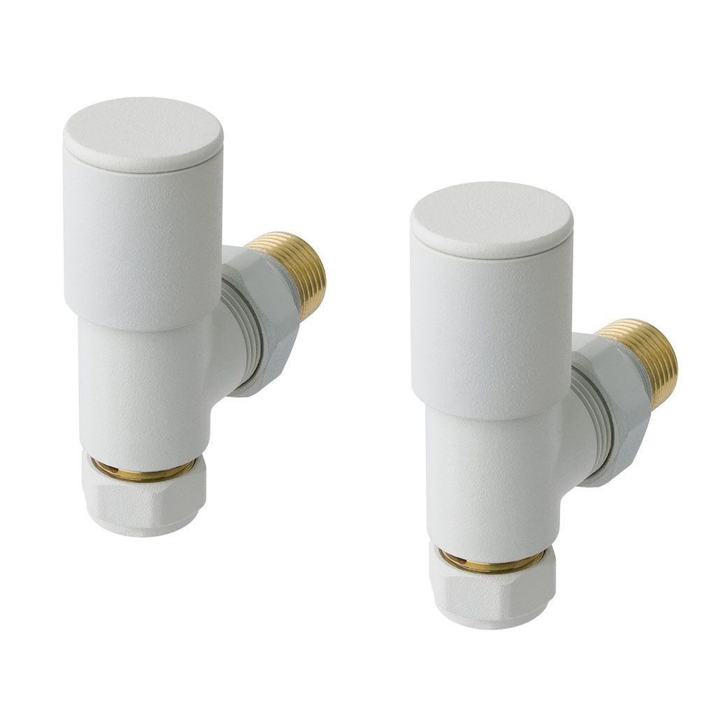 Eastbrook Round Head Angled Manual Radiator Valves Pair - Matt White - 41.3011