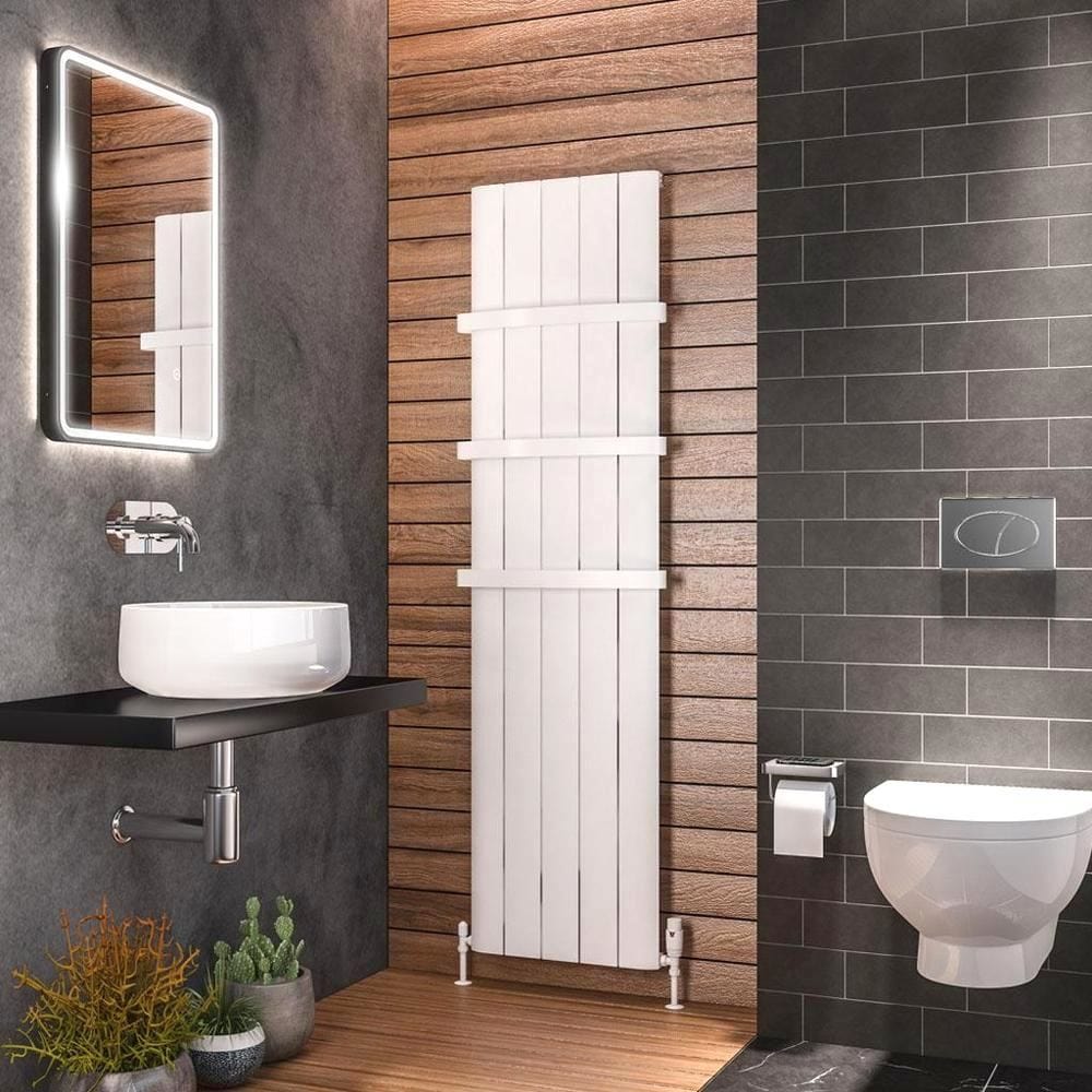 Eastbrook Panel Radiator Eastbrook Peretti Straight Vertical Aluminium Radiator in Matt White 1800 x 470 / Dual Fuel