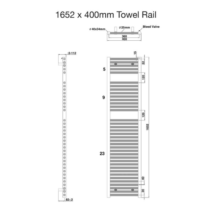 Tissino Ladder Rails Tissino Hugo2 Designer Towel Radiator in Matt Black