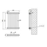 Aquarius Bathrooms Column Radiator Aquarius Foundry Horizontal 2 Column Radiator in White