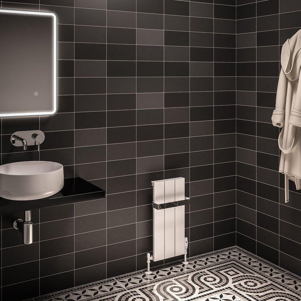 Eastbrook Panel Radiator Eastbrook Rosano Straight Vertical Aluminium Radiator in Matt White 600 x 280mm / Electric Only