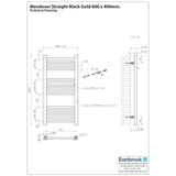 Eastbrook Wendover Straight Heated Towel Rail in Black Gold
