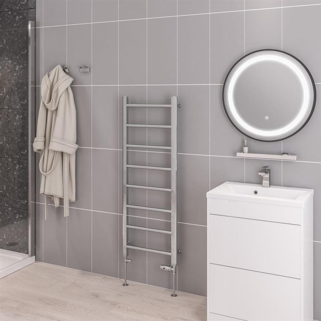 Eastbrook Ladder Rail Eastbrook Tuscan Round Heated Towel Rail in Chrome 1200 x 450 / Central Heating