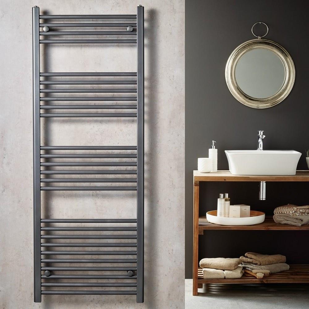 Redroom Elite Straight Vertical Heated Towel Rail in Matt Black