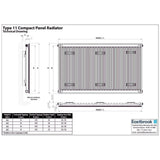 Aquarius Bathrooms Type 11 Aquarius Type 11 Compact Panel Radiator In Gloss White