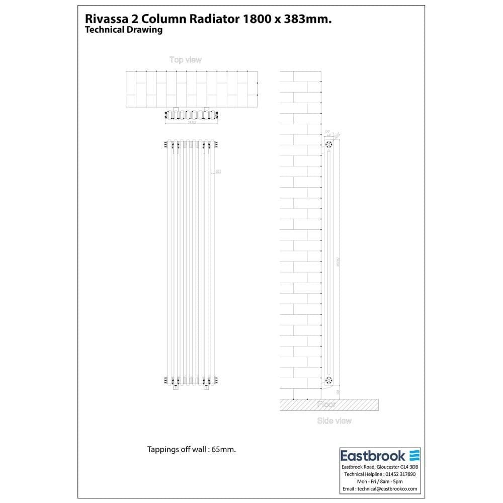 Eastbrook Column Radiator Eastbrook Rivassa Traditional 2 Column Radiator in Matt Anthracite