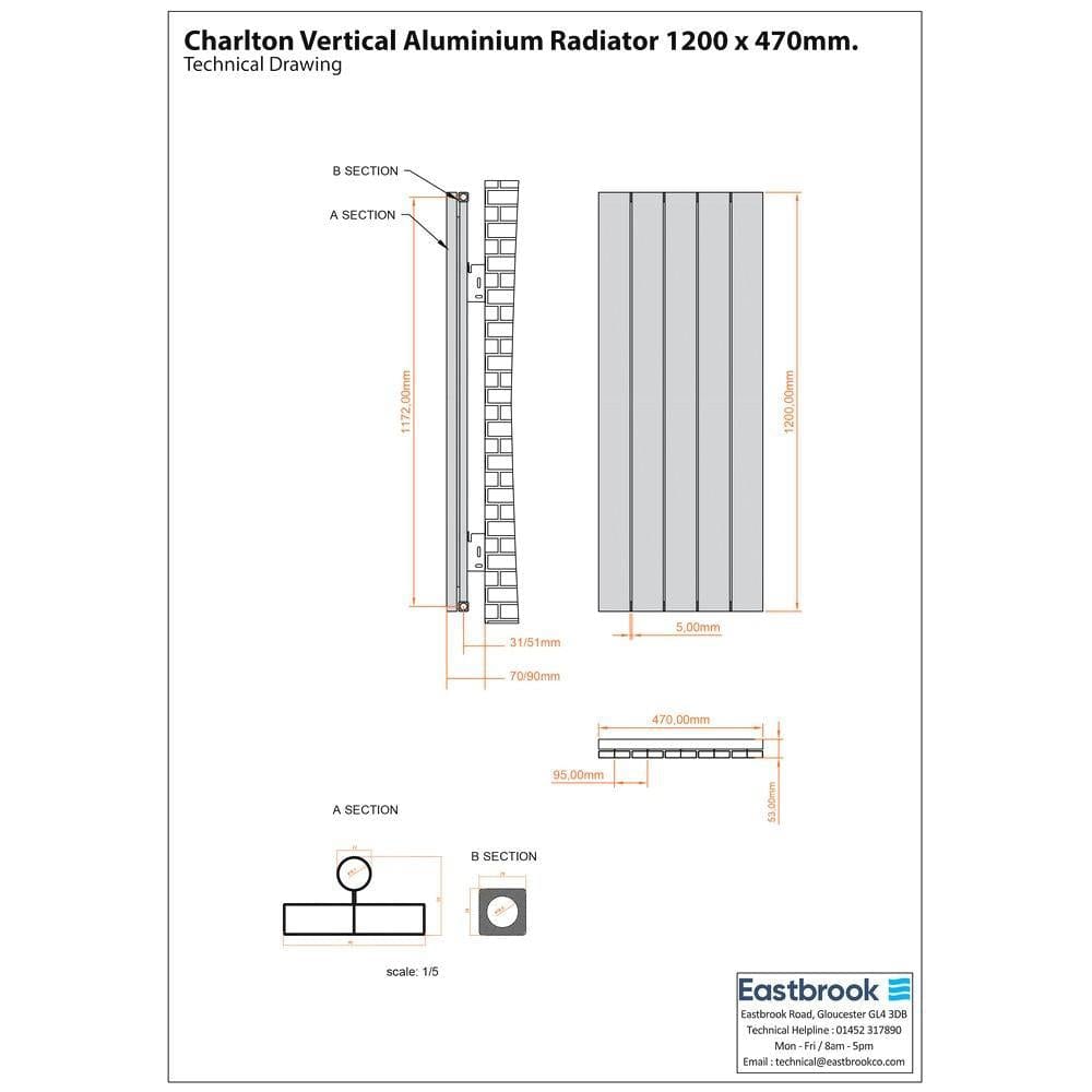 Eastbrook Charlton Vertical Designer Radiator in Matt Black