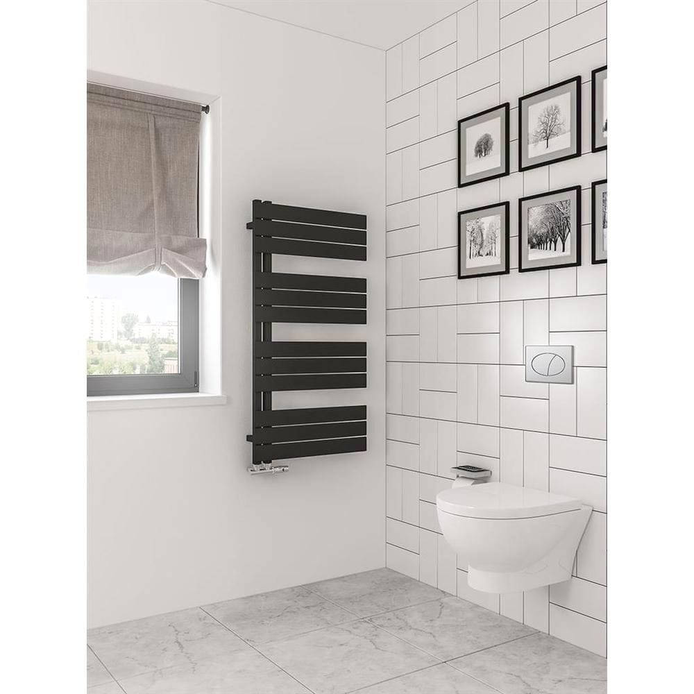 Eastbrook Designer Towel Radiator Eastbrook Helmsley Straight Vertical Designer Towel Rail in Matt Black 1150 x 600 / Dual Fuel