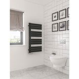 Eastbrook Designer Towel Radiator Eastbrook Helmsley Straight Vertical Designer Towel Rail in Matt Black 1150 x 600 / Dual Fuel