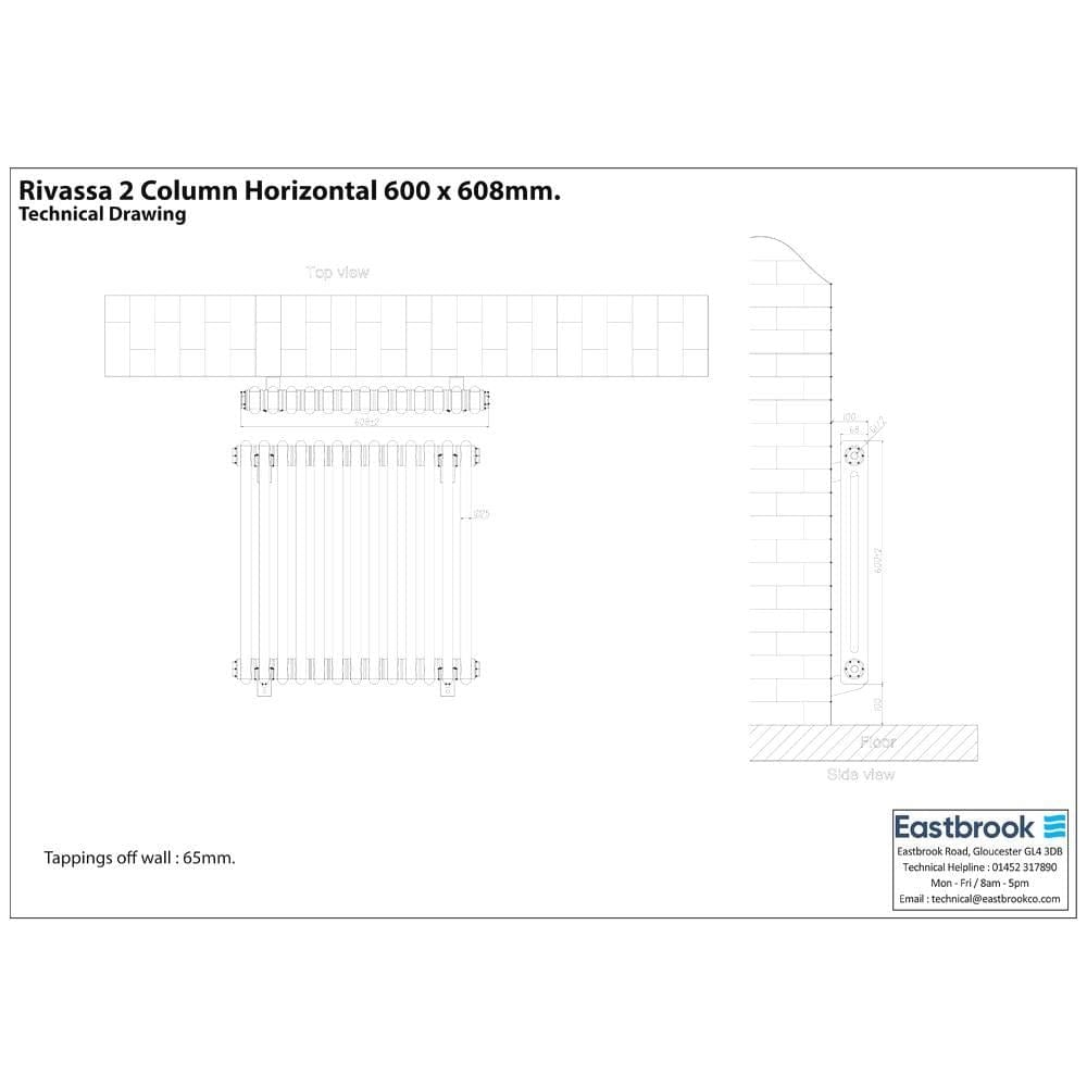 Eastbrook Column Radiator Eastbrook Rivassa Traditional 2 Column Radiator in Matt Anthracite