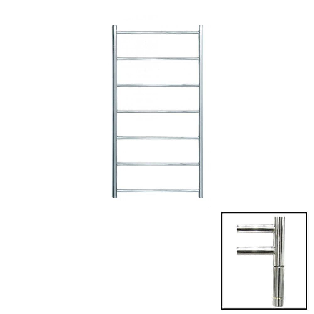 JIS Ladder Rail JIS Sussex Pevensey Vertical Stainless Steel Heated Towel Rail Polished Chrome / Electric Only with Cylindrical Adjustable Element