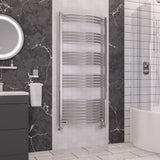 Totally Rads Ladder Rails Eastbrook Wendover Curved Vertical Heated Towel Rail in White 1600 x 750 / Electric Only