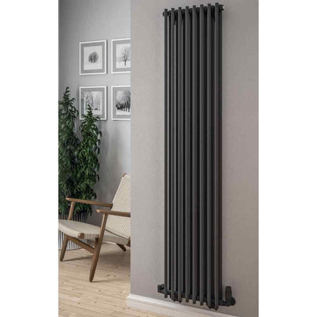 Totally Rads Column Radiators Eastbrook Murano Vertical Designer Radiator in Matt Anthracite 1800 x 410mm