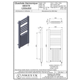 Vogue Quadrate Harmonique Straight Designer Towel Radiator in Chrome