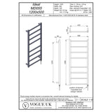 Vogue Vogue Ideal Straight Designer Towel Radiator in Polished Stainless Steel 1200 x 500 / Central Heating