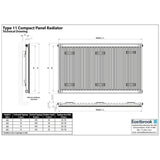Aquarius Type 11 Compact Panel Radiator In Gloss White