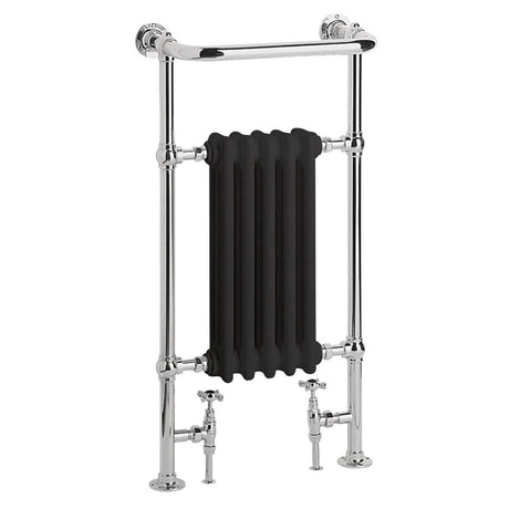 Heritage Traditional Towel Radiator Heritage Baby Clifton Traditional Straight Vertical Heated Towel Radiator - 940 x 498mm in Chrome/Black