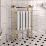 Eastbourne Inset Radiator Eastbrook Isbourne Straight Vertical Traditional Radiator in Brushed Brass/Gloss White Central Heating