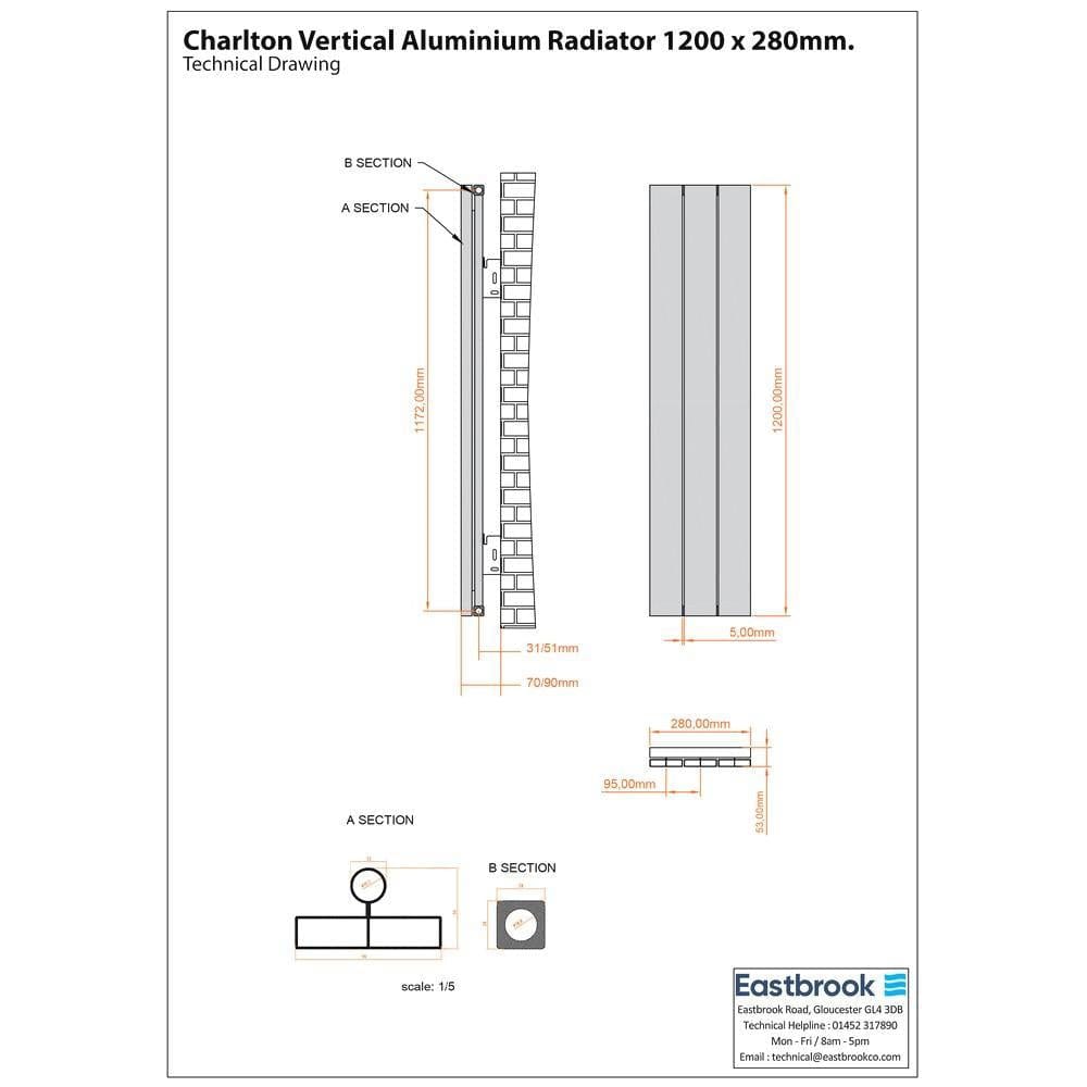 Eastbrook Charlton Vertical Designer Radiator in Matt Black