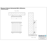 Eastbrook Column Radiator Eastbrook Rivassa Traditional 2 Column Radiator in Matt Black