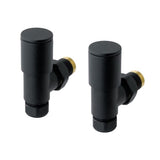 Eastbrook Round Head Angled Manual Radiator Valves Pair - Matt Black - 41.3012