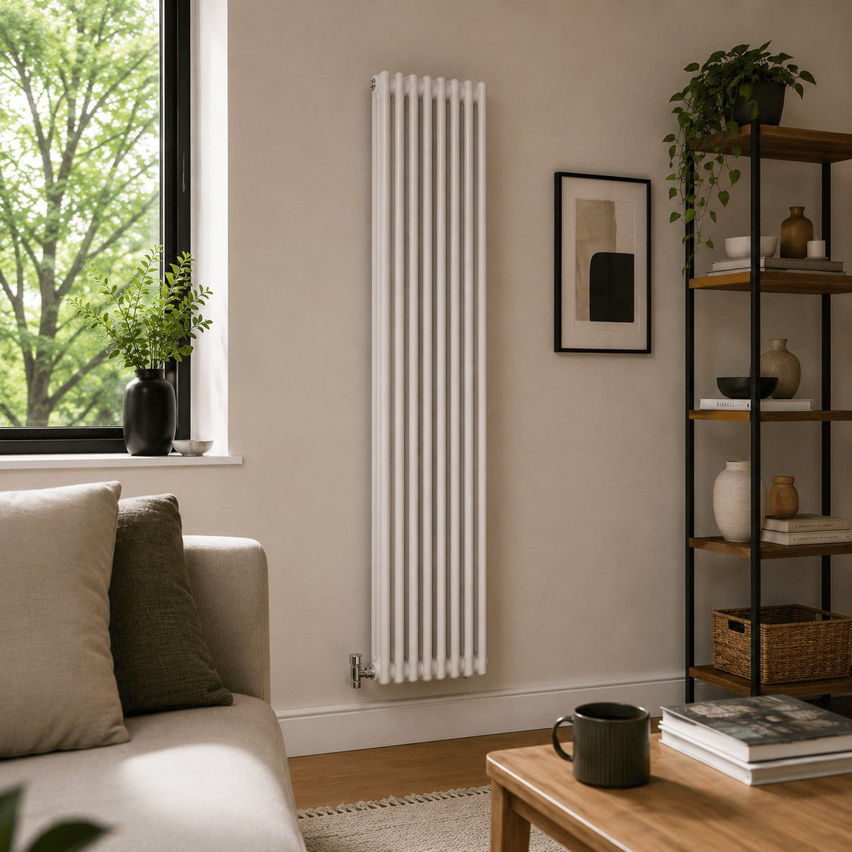 Aquarius Bathrooms Column Radiator Aquarius Foundry Vertical 3 Column Radiator in White 1800mm x 515mm