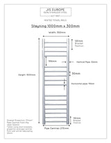JIS Ladder Rail JIS Sussex Steyning Vertical Stainless Steel Heated Towel Rail