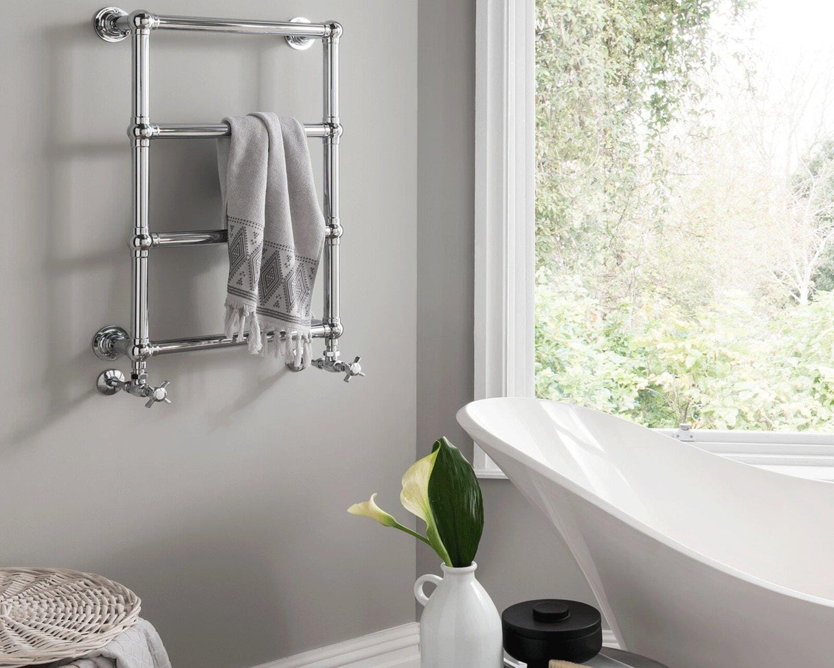 Vogue Traditional Towel Radiators Vogue Ballerina Traditional Straight Wall Mounted Heated Towel Rail in Chrome Dual Fuel